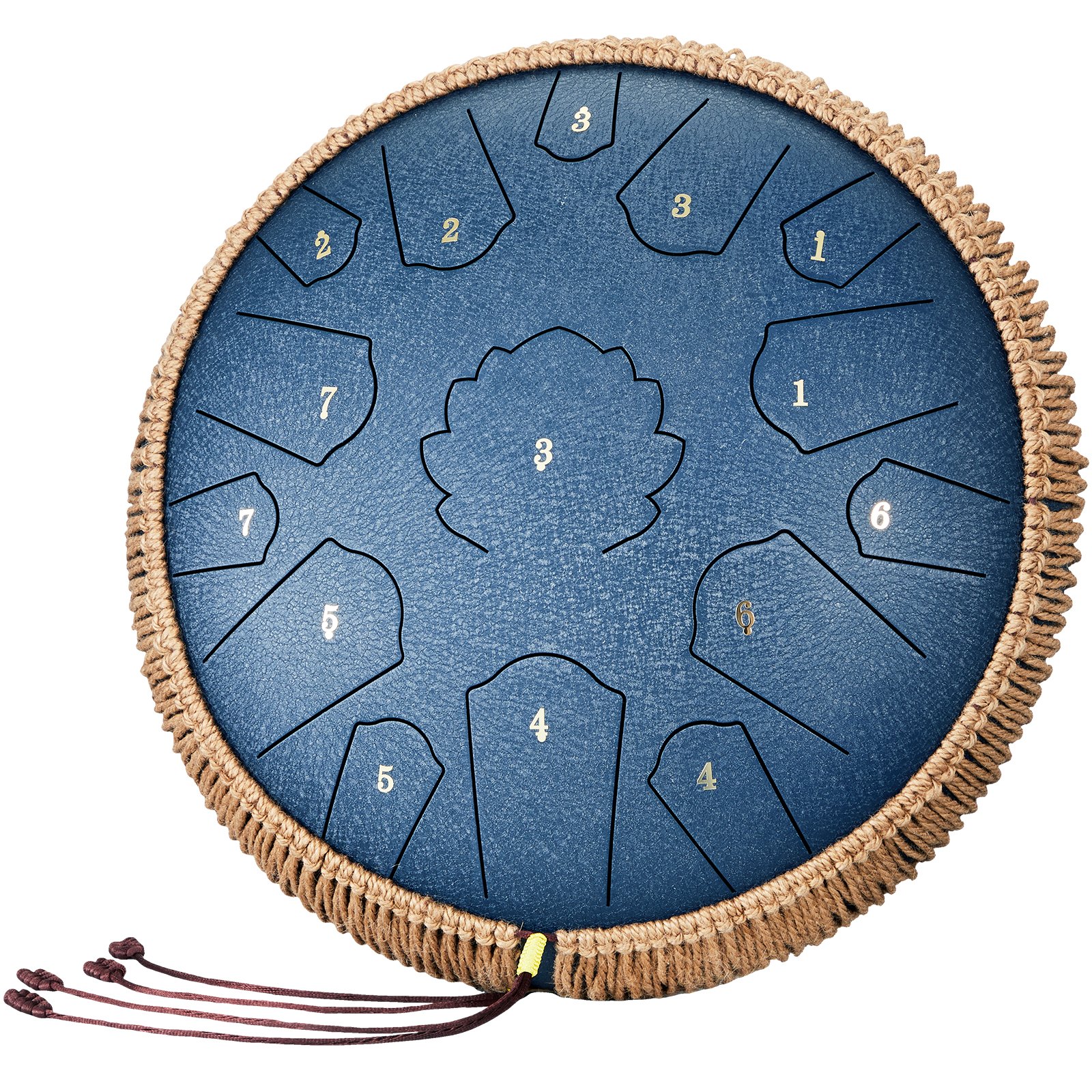 VEVOR Steel Tongue Drum, 14 in & 15 Notes, Rain Drum for Outside Garden, C Major Key, Tank Drum with 2 Mallets & Carry Bag, Hand Pan Drum Percussion Instrument for Musical Education Yoga, Navy Blue