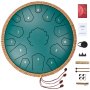 VEVOR Steel Tongue Drum 14 in 15 Notes Rain Drum for Outside C Major Green