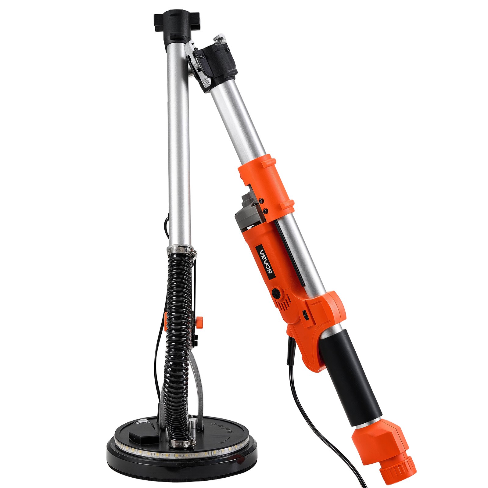 VEVOR Drywall Sander, 1010W Electric Drywall Sander, Popcorn Ceiling Removal Tool with 7 Variable Speed 1000-2200 RPM, Double-Deck LED Light, Foldable & Extendable Handle, 15 Sanding Discs, Dust Hose