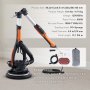 Lijadora de paredes VEVOR de 900 W, incluye 12 almohadillas de lijado, velocidad ajustable de 800 a 1800 RPM, 3 tubos de aspiración, diseño plegable para techos, doble LED, agarre telescópico y colector de polvo.
