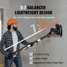 VEVOR Drywall Sander, 900W Electric Sander with 12 Sanding Discs, Variable Speed 800-1800 RPM Wall Sander with 3 Suction Ducts, Foldable Ceiling Sander & 2 LED Lights, Extendable Handle, Dust Bag