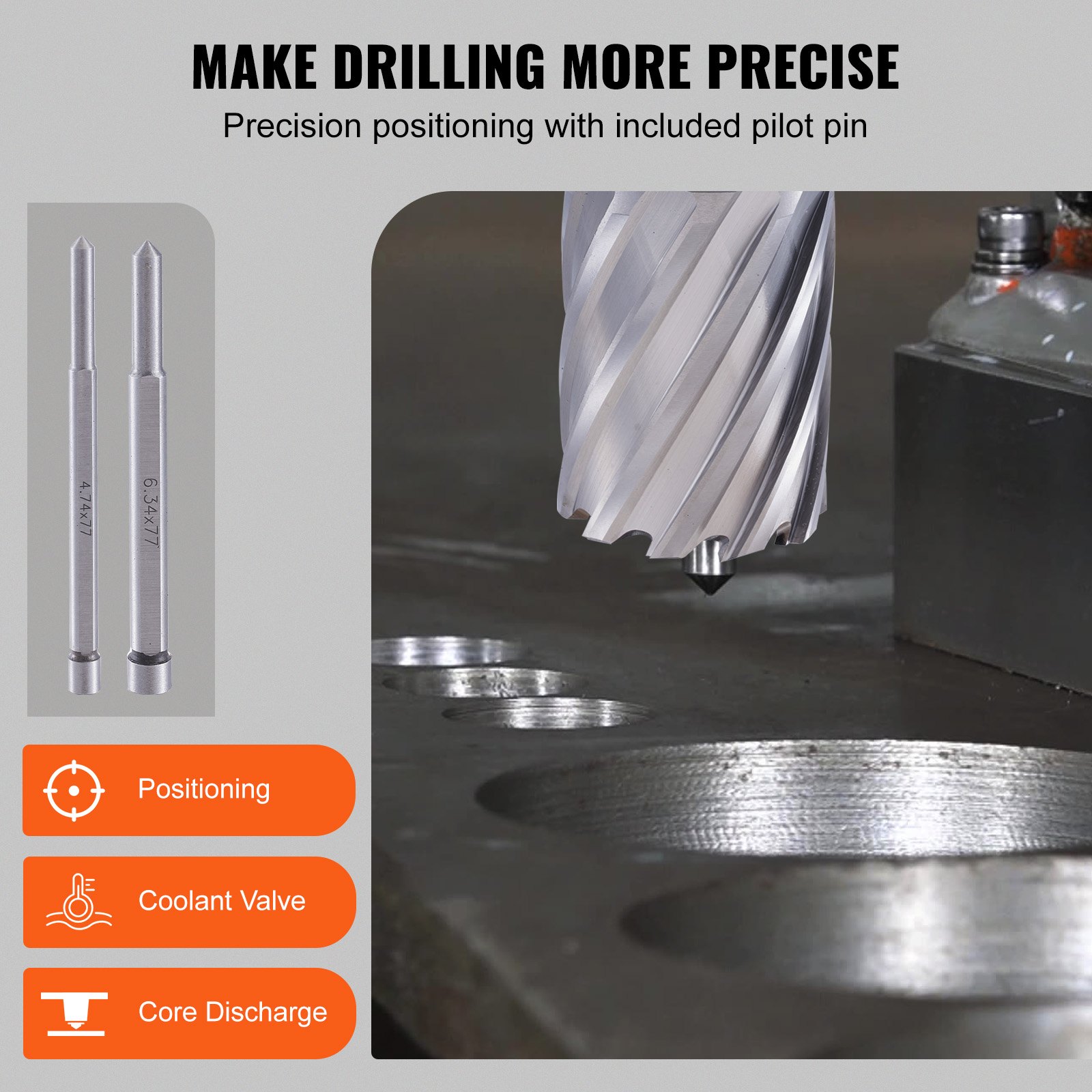VEVOR Annular Cutter Set, 13 pcs Weldon Shank Mag Drill Bits, 5.1 cm Cutting Depth, 1.1 to 1-2.7 cm Cutting Diameter, M2AL HSS, with 2 Pilot Pins, Hex Wrench and Portable Case, for Using with Magnetic Dr