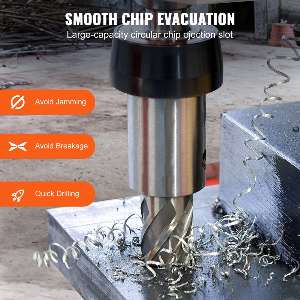 VEVOR annular cutter set enables smooth chip evacuation, avoiding jamming and breakage while drilling quickly.