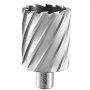metal VEVOR annular cutter set tool with sharp, spiral edges for drilling.