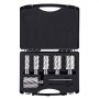 VEVOR annular cutter set with multiple sizes in a black carrying case.