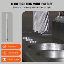 VEVOR Annular Cutter Set, 6 pcs Universal Shank Mag Drill Bits, 2" Cutting Depth, 1" to 2" Cutting Diameter, M2AL High-Speed Steel, with 2 Pilot Pins and Portable Case, for Using with Magnetic Drills