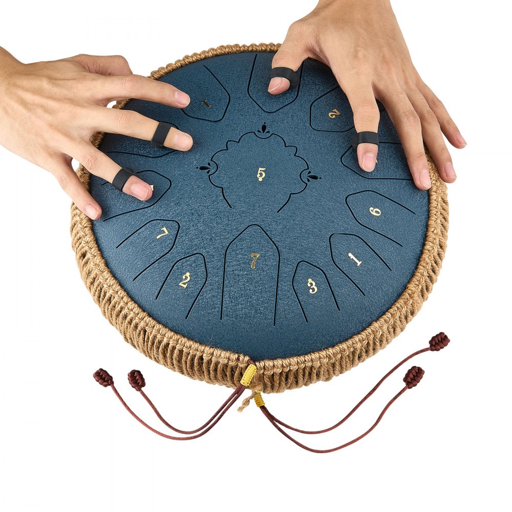 VEVOR Steel Tongue Drum, 30.5cm 13 Notes Rain Drum for Outside Garden, C Major Musical Drums with Music Book & Mallets, Percussion Instrument for Meditation Yoga Beginner Musical Education, Navy Blue