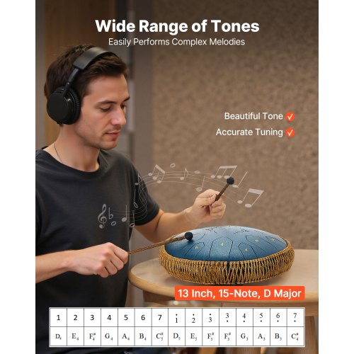 Steel Tongue Drum 3 Inch 6 Notes - Handpan Drum With Mallets For Meditation & Music Education
