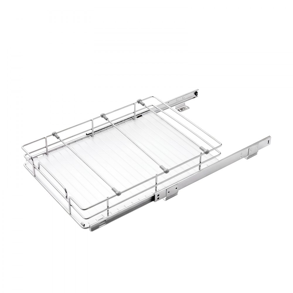 VEVOR Pull Out Cabinet Organizer 12.4"W x 16.54"D Steel Slide Out Drawers, for Kitchen Bathroom Pantry Home Organization, Chrome-Plated Finish, Heavy Duty Storage Sliding Shelves for Base Cabinets