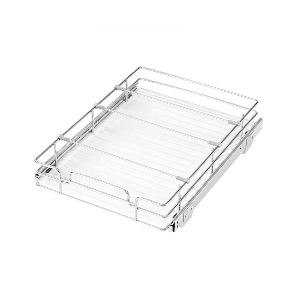 VEVOR Pull Out Cabinet Organizer 12.4"W x 16.54"D Steel Slide Out Drawers, for Kitchen Bathroom Pantry Home Organization, Chrome-Plated Finish, Heavy Duty Storage Sliding Shelves for Base Cabinets
