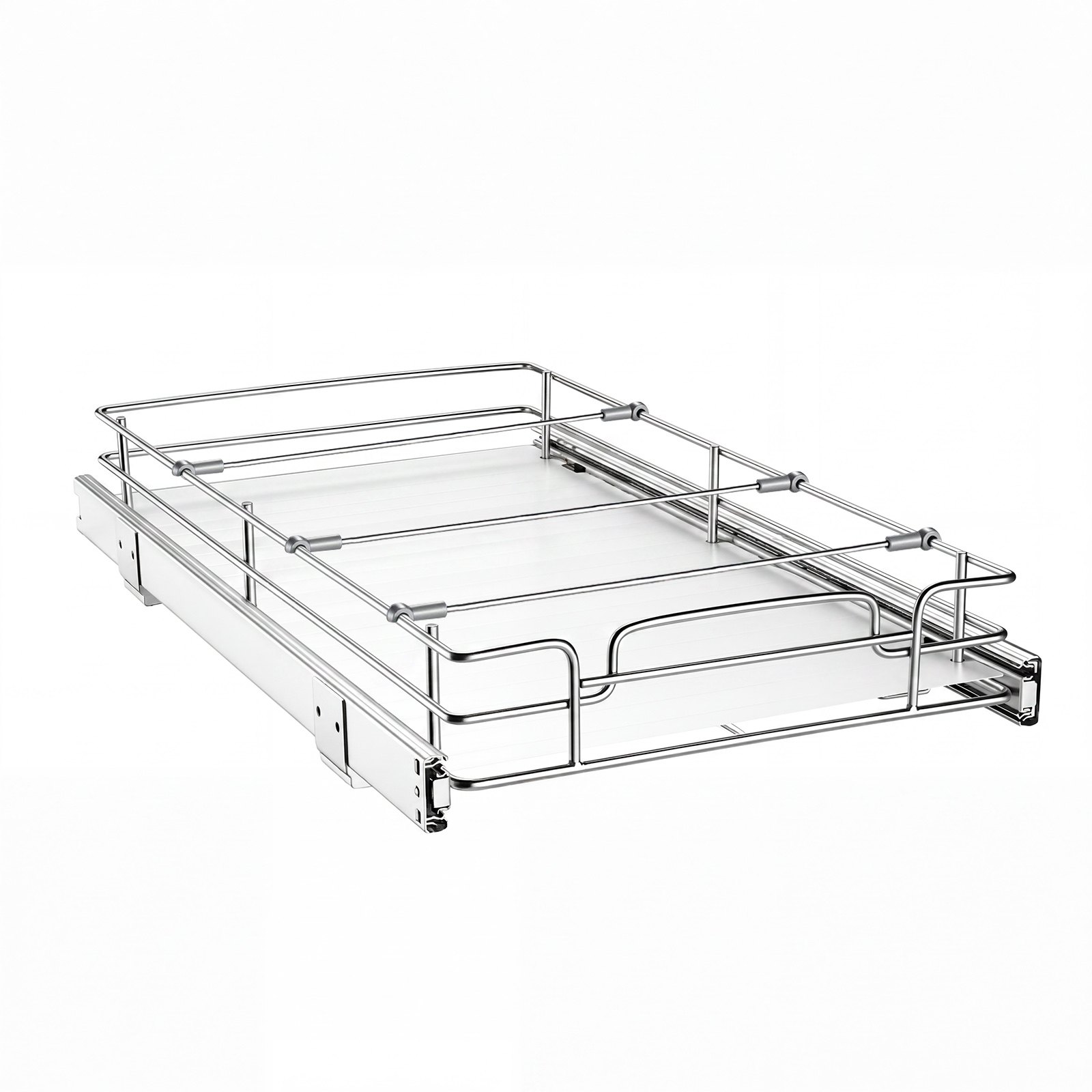 VEVOR Pull Out Cabinet Organizer 12.2"W x 20.98"D Steel Slide Out Drawers, for Kitchen Bathroom Pantry Home Organization, Chrome-Plated Finish, Heavy Duty Storage Sliding Shelves for Base Cabinets