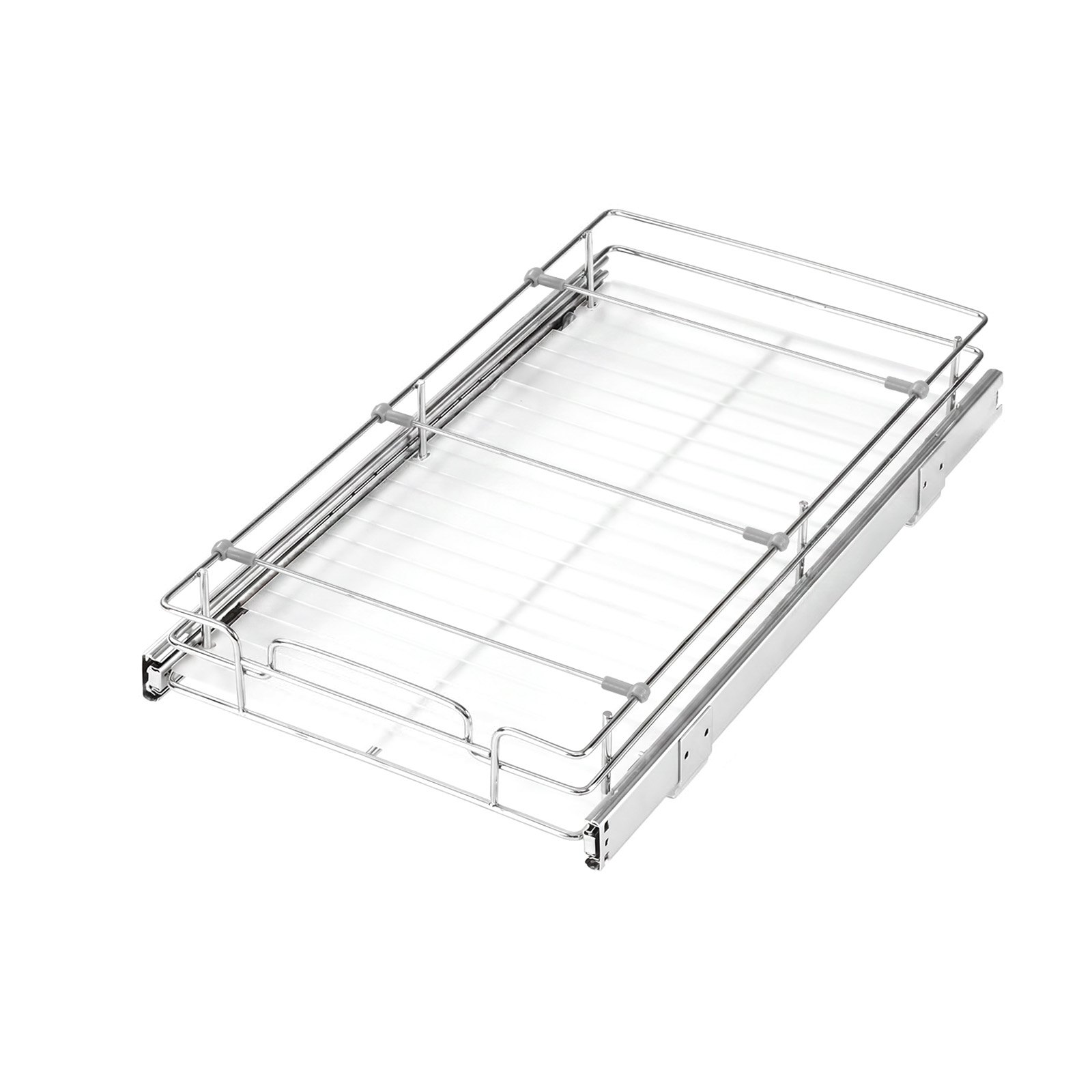 VEVOR Pull Out Cabinet Organizer 12.2"W x 20.98"D Steel Slide Out Drawers, for Kitchen Bathroom Pantry Home Organization, Chrome-Plated Finish, Heavy Duty Storage Sliding Shelves for Base Cabinets