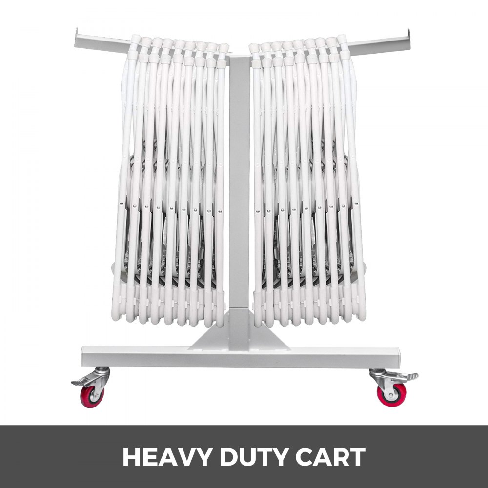 Folding Chair Cart Dolly w/ Wheel White 42 Chair Transport Storage Swivel Caster