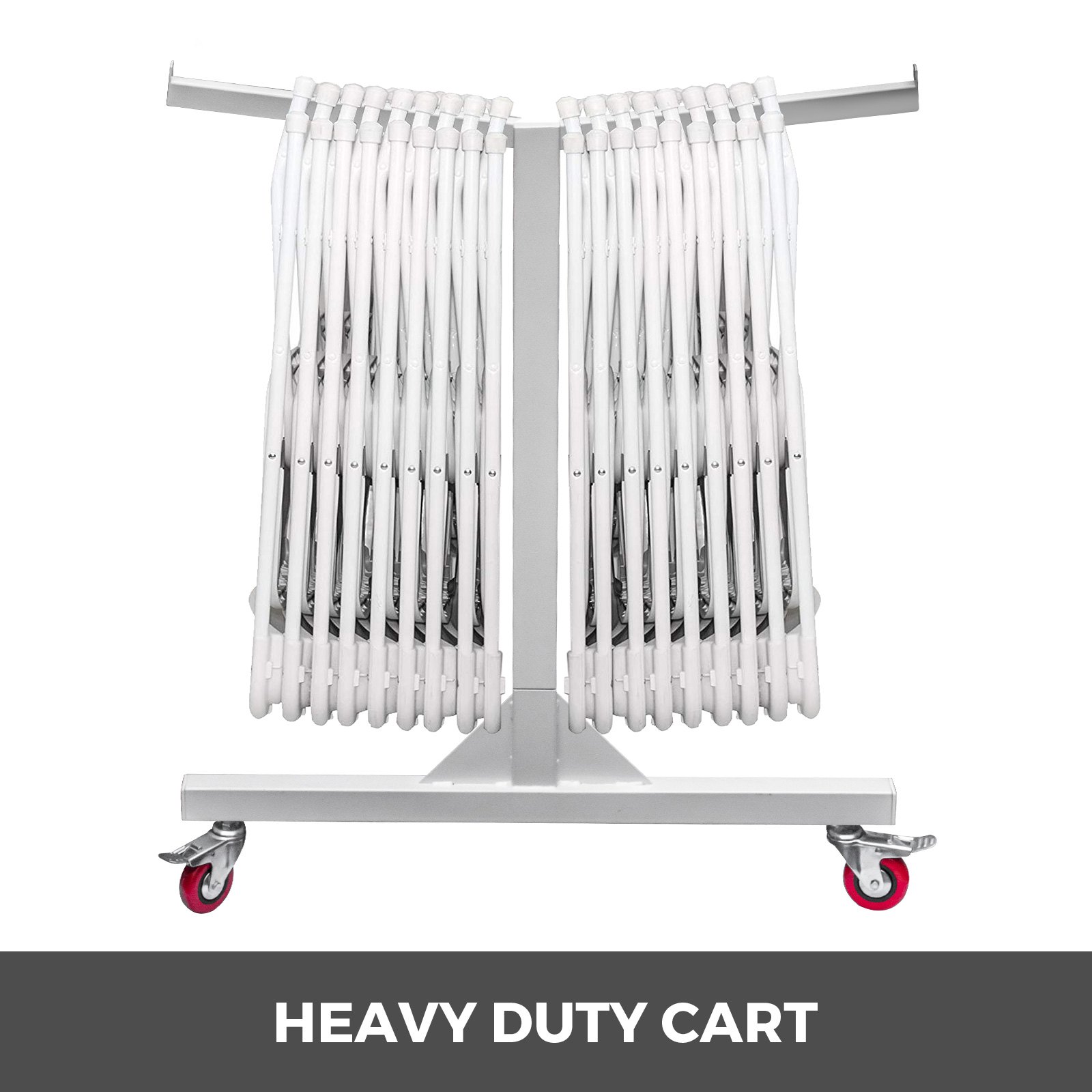 Folding Chair Cart Dolly w/ Wheel White 42 Chair Transport Storage Swivel Caster