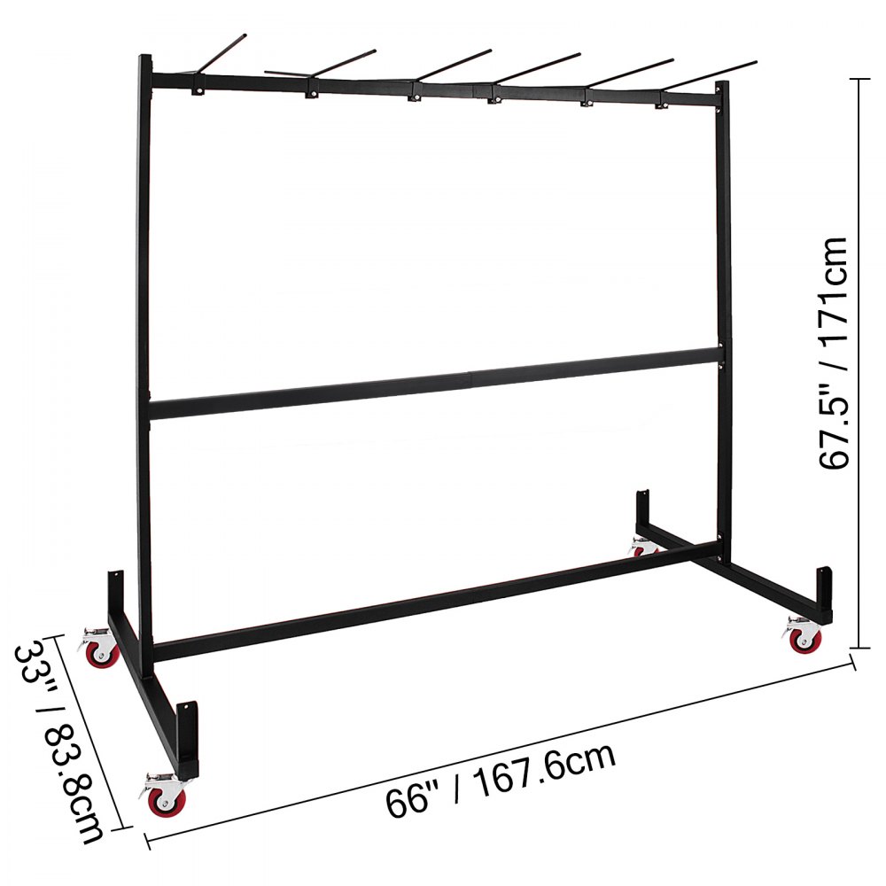 Folding Chair Rack Dolly Cart W/Locking Casters Max 25 Chairs 12 Tables Hanging