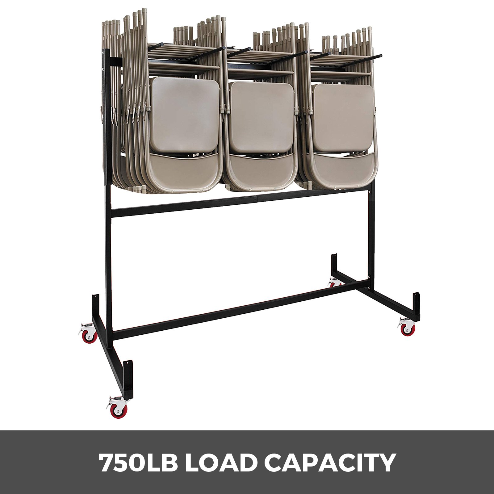 Folding Chair Rack Dolly Cart W/Locking Casters Max 25 Chairs 12 Tables Hanging