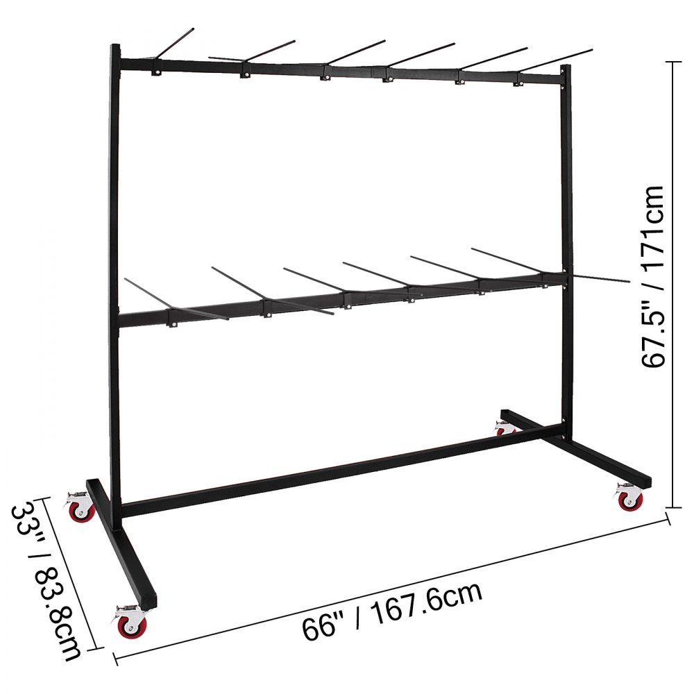 Folding Chair Rack Dolly Cart Two-Tier W/Locking Wheels Max. 50 Chairs 12 Tables