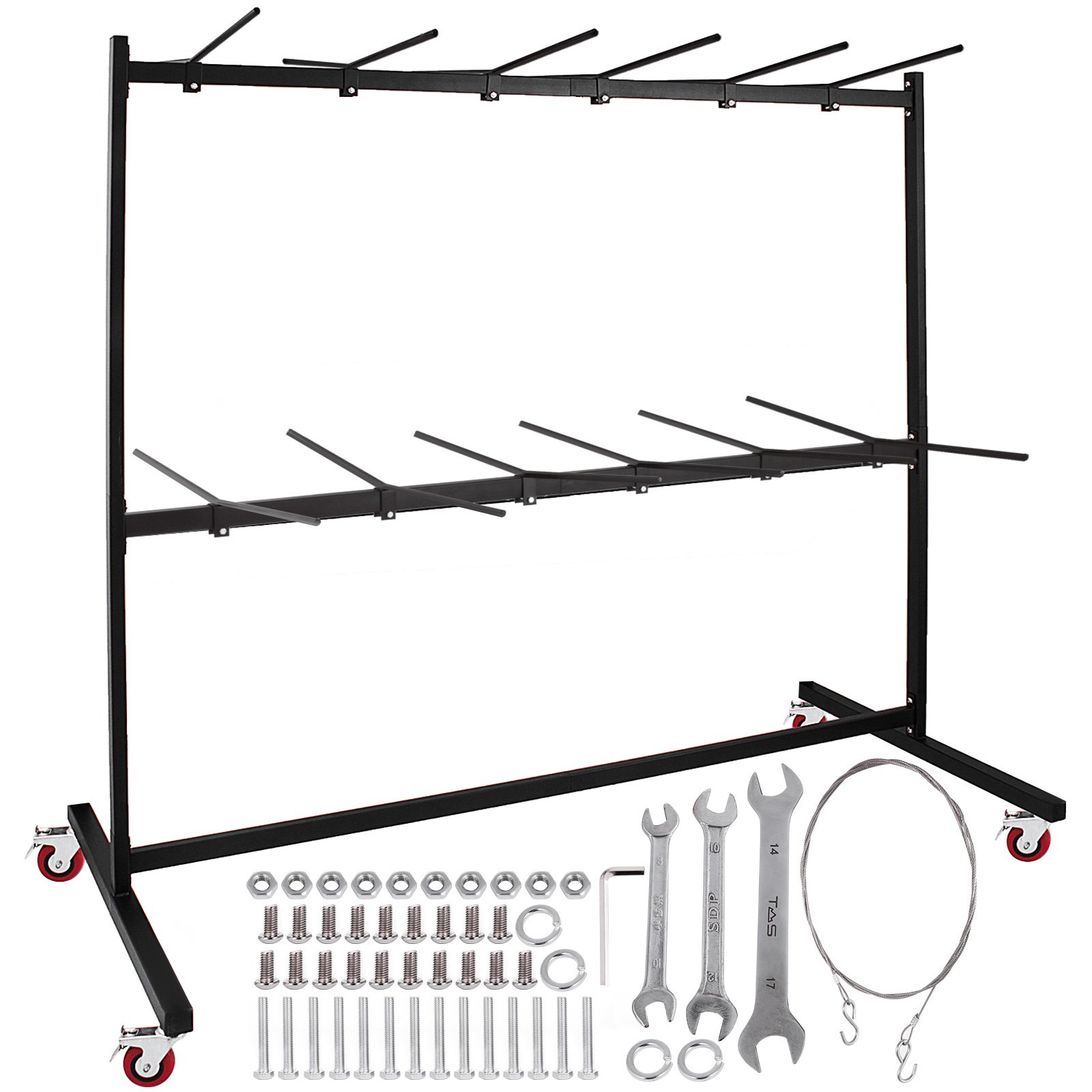 Folding Chair Rack Dolly Cart Two-Tier W/Locking Wheels Max. 50 Chairs 12 Tables