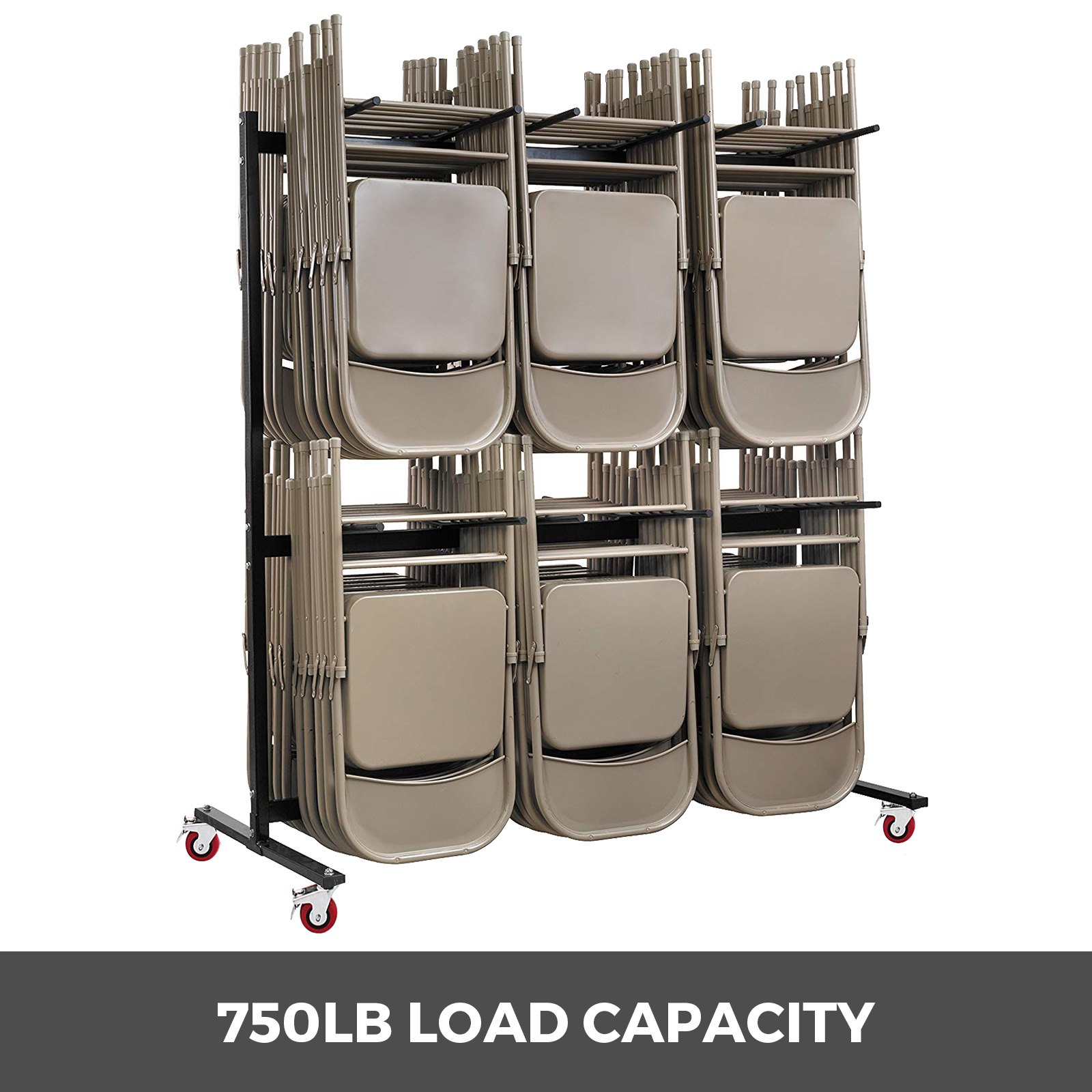 Folding Chair Rack Dolly Cart Two-Tier W/Locking Wheels Max. 50 Chairs 12 Tables