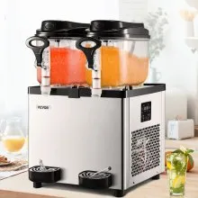 VEVOR Commercial Slushy Machine, 6 L x 2 Tanks 50 Cups, 700W 110V, Stainless Steel Margarita Smoothie Frozen Drink Maker, Perfect for Supermarkets Cafes Restaurants Bars and Home Use, Silver