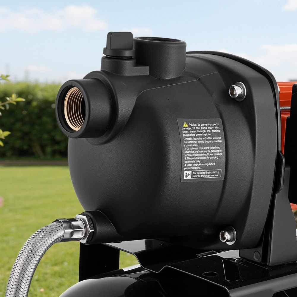 VEVOR 1.1 HP Shallow Well Pump with Pressure Tank, 230V 5000 LPH, Plastic Irrigation Jet Pump with 19 L Tank, Automatic Water Booster Transfer System, 1.4-2.8 bar Pressure Switch, for Home Garden Lawn