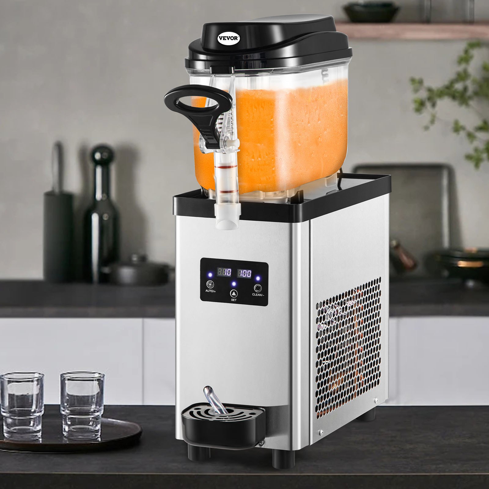 VEVOR Commercial Slushy Machine, 300W 110V, 6L/1.6 Gal 25 Cups Single-Bowl, Stainless Steel Margarita Smoothie Frozen Drink Maker, Slushie Machine for Cafes Restaurants Bars Home Use