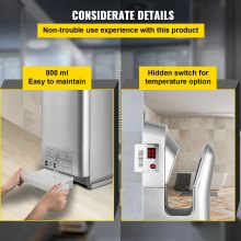 Secador de manos VEVOR Jet, secador de manos eléctrico de primera calidad, secador de aire ABS con filtración HEPA, secador de manos de montaje en pared, secador de manos vertical de 1600 W 110 V, infrarrojo automático de alta velocidad plateado