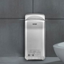 Secador de manos VEVOR Jet, secador de manos eléctrico de primera calidad, secador de aire ABS con filtración HEPA, secador de manos de montaje en pared, secador de manos vertical de 1600 W 110 V, infrarrojo automático de alta velocidad plateado
