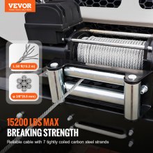 VEVOR Galvanized Steel Winch Cable, 9.5 mm x 15.2 m, 67.6 kN Breaking Strength, Wire Winch Rope with Swivel Hook, Towing Winch Cable Heavy Duty, Universal Fit for SUV, Large Off-Road Vehicle, Truck