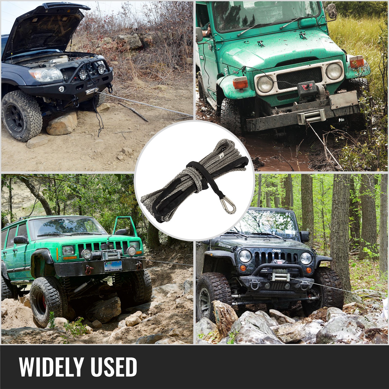 10MM X 50M Synthetic Winch Rope Cable Marine Lifting Heavy Loading 150ft