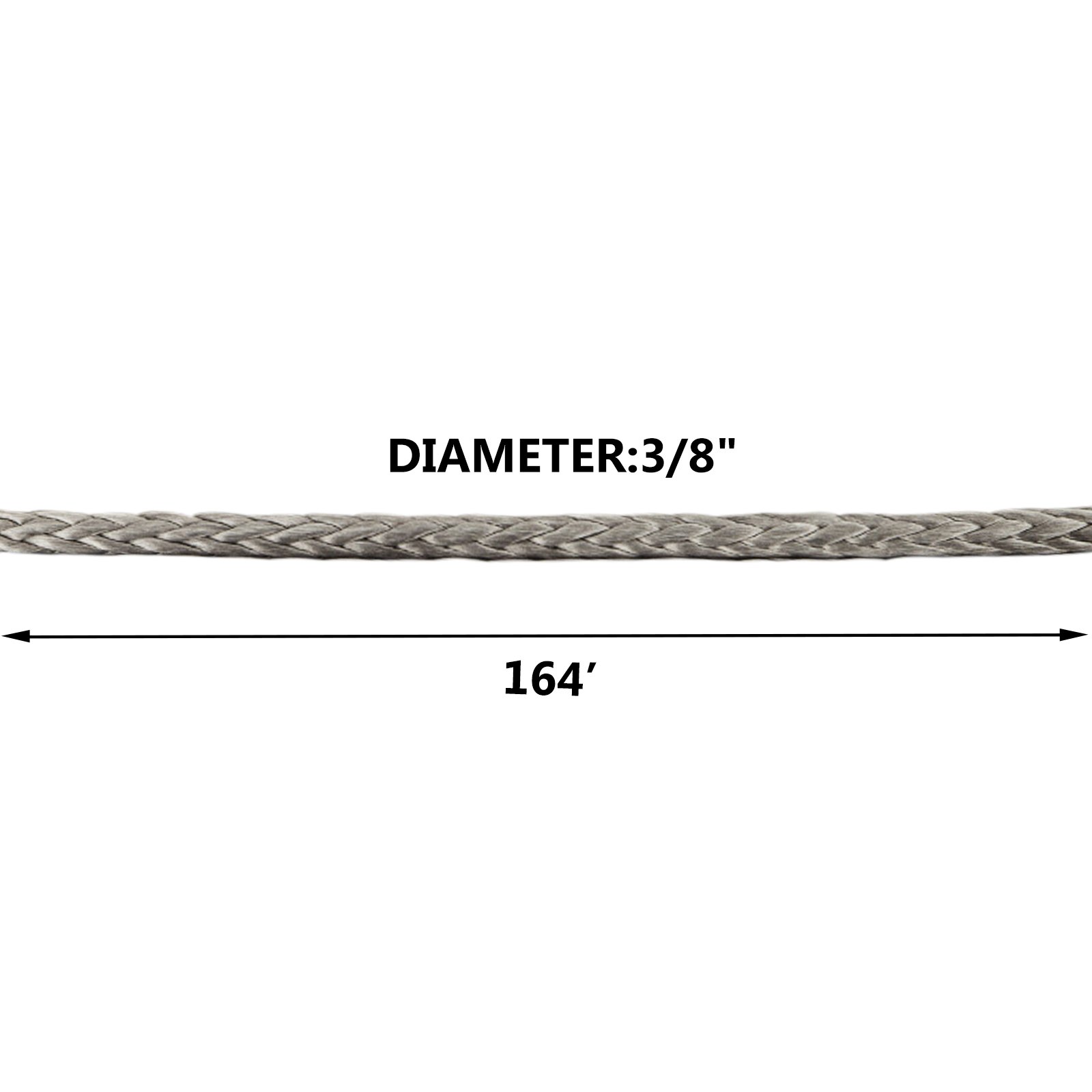 10MM X 50M Synthetic Winch Rope Cable Marine Lifting Heavy Loading 150ft