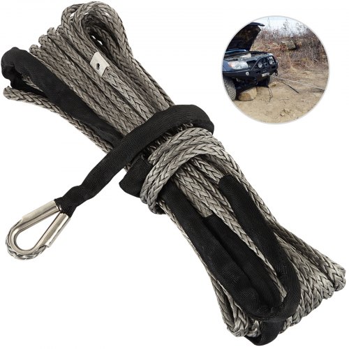 Black 25300lbs Synthetic Winch Line Cable Plow Lift Rope
