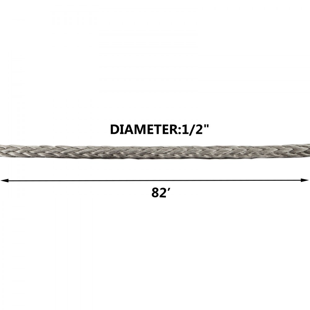 Black 25300lbs Synthetic Winch Line Cable Plow Lift Rope