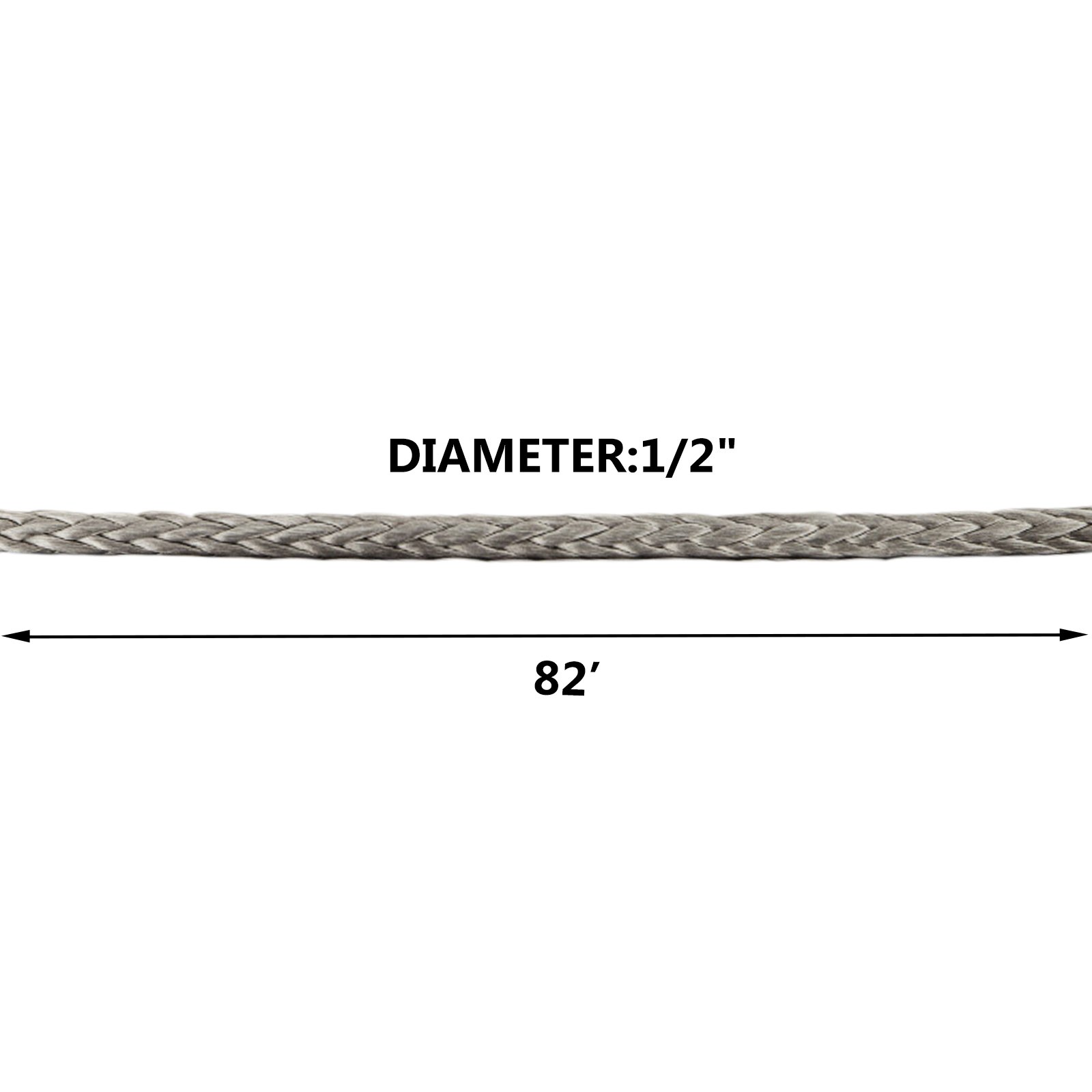 12MM X 25M Winch Rope Dyneema SK75 Synthetic Cable 11.5T/25300LBS Strength