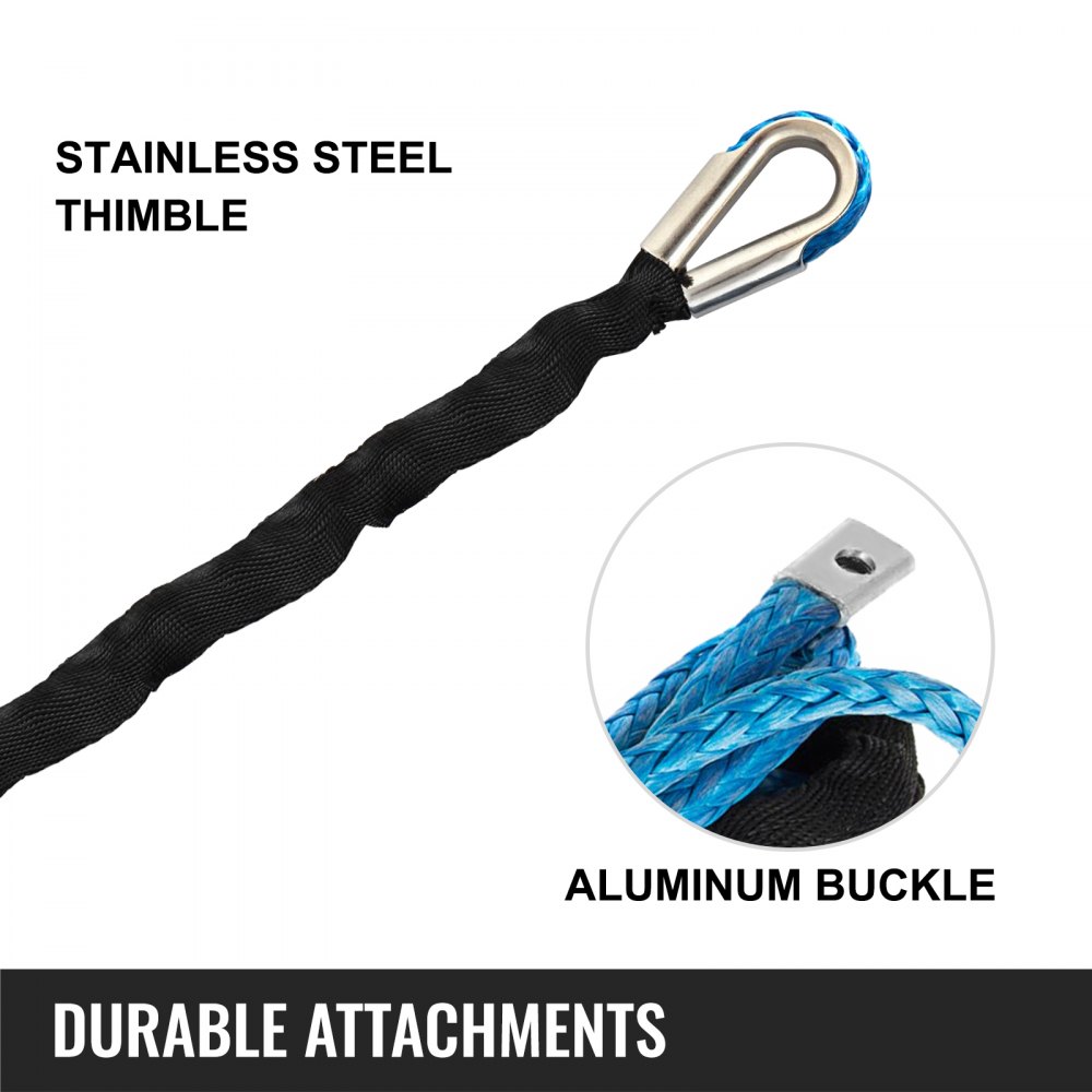 12MM X 50M Synthetic Winch Rope Cable Heavy Loading 11.5T/25300LBS Strength