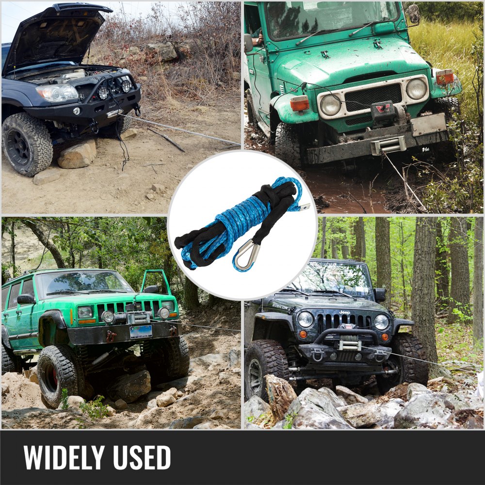 12MM X 50M Synthetic Winch Rope Cable Heavy Loading 11.5T/25300LBS Strength