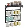 VEVOR Coffee Mug Holder Wall Mounted, 12 Movable Hooks Coffee Cup Hanger for Wall, Carbon Steel Mug Rack with Top Shelf, Coffee Bar Accessories & Organizer, Mug Display for Home Kitchen (Matte Black)