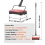 VEVOR Carpet Sweeper Manual, Floor Sweeper with 300 ml Dustbin Capacity Easy to Empty, 17 cm Cleaning Width for Home Office Carpets Pet Hair Dust, Red