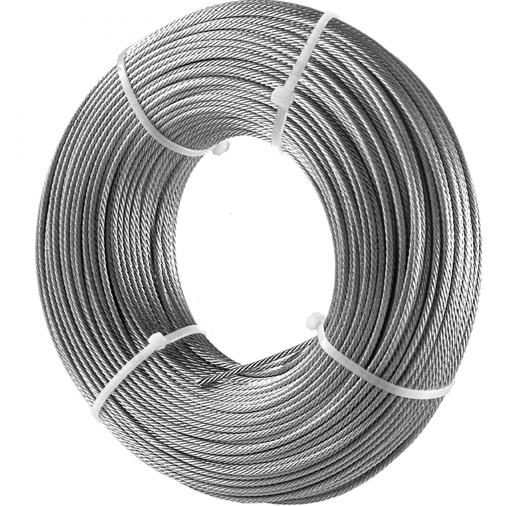 Cable de acero inoxidable de 100 pies y 1/8 pulgadas, construcción de  cuerda de alambre de acero inoxidable de 7 x 7 pulgadas, cuerda de alambre  de