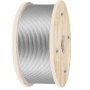 wooden spool with VEVOR stainless steel wire rope.
