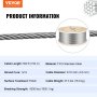 VEVOR 316 Stainless Steel Wire Rope 500ft Length, Steel Wire Cable 3/16 Inch, Steel Cable Railing Decking With 1x19 Strands Construction, 4700lbs Breaking Strength For Stair, Handrail, Clothesline