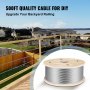 VEVOR Stainless Steel Cable Railing 3/16" x 500ft, Wire Rope 316 Marine Grade, Braided Aircraft Cable 1x19 Strands Construction for Deck, Rail, Balusters, Stair, Handrail, Porch, Fence