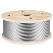 VEVOR Stainless Steel Cable Railing 3/16" x 500ft, Wire Rope 316 Marine Grade, Braided Aircraft Cable 1x19 Strands Construction for Deck, Rail, Balusters, Stair, Handrail, Porch, Fence