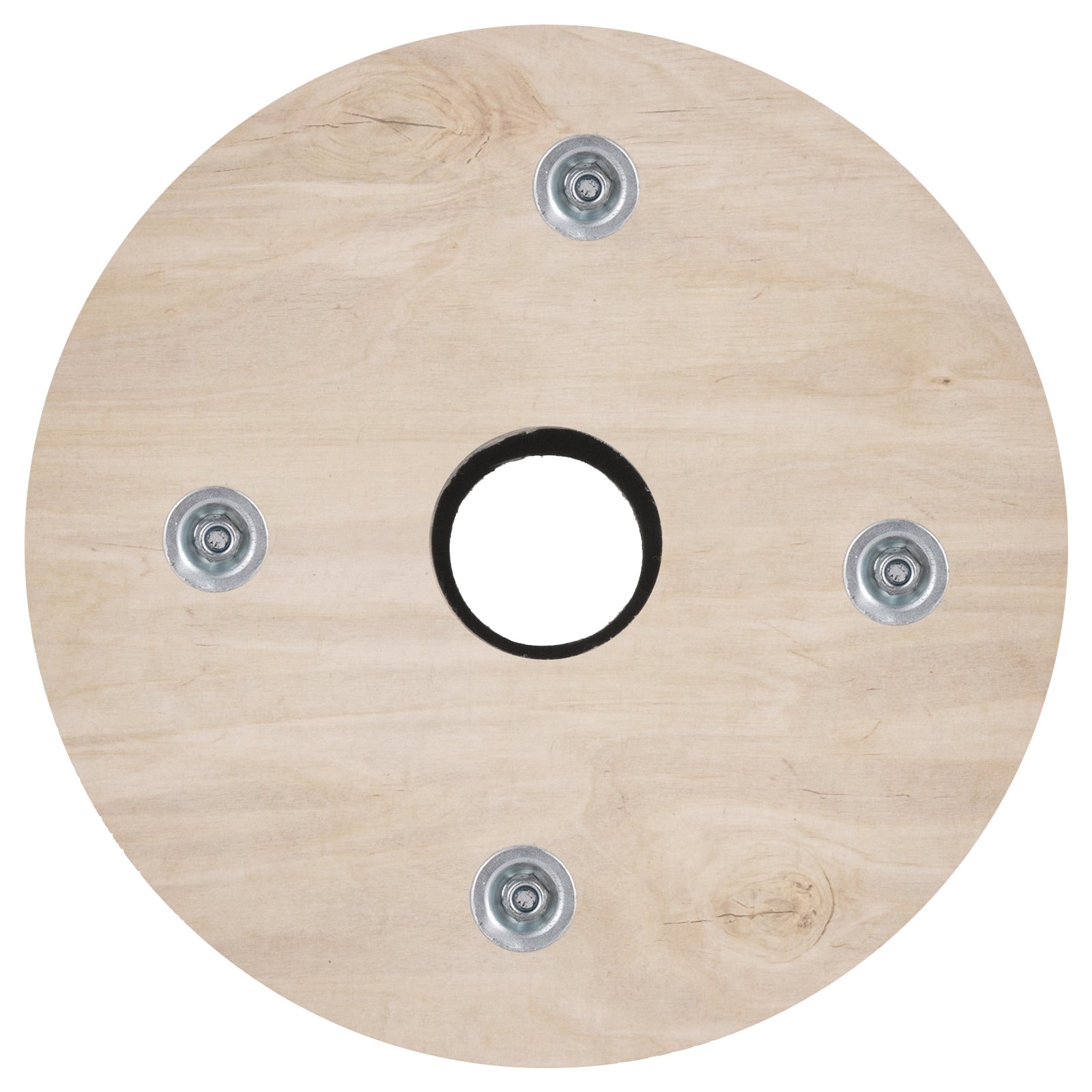 wooden circular base with central hole and metal fittings for VEVOR stainless steel wire rope