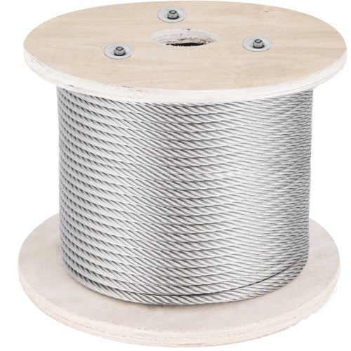 VEVOR 316 Stainless Steel Cable, 500FT Stainless Steel Wire Rope of 5/32 Inch Diameter and 1x19 Construction, 3300 LBS Breaking Strength Steel Cable for Outdoor Railing Decking DIY Balustrade