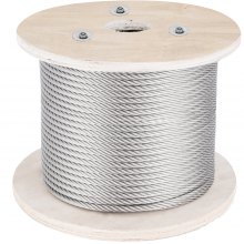 VEVOR 316 kabel i rostfritt stål, 500 FT vajer av rostfritt stål med en diameter på 5/32 tum och en konstruktion på 1x19, 3300 LBS brotthållfast stålkabel för räcke utomhus DIY Balustrade