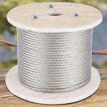 VEVOR 5/32 Stainless Steel Cable, 500FT T316 Wire Rope 1x19 Marine Grade Steel Cable for Deck Railing Brackets Handrail Stair DIY Balustrade