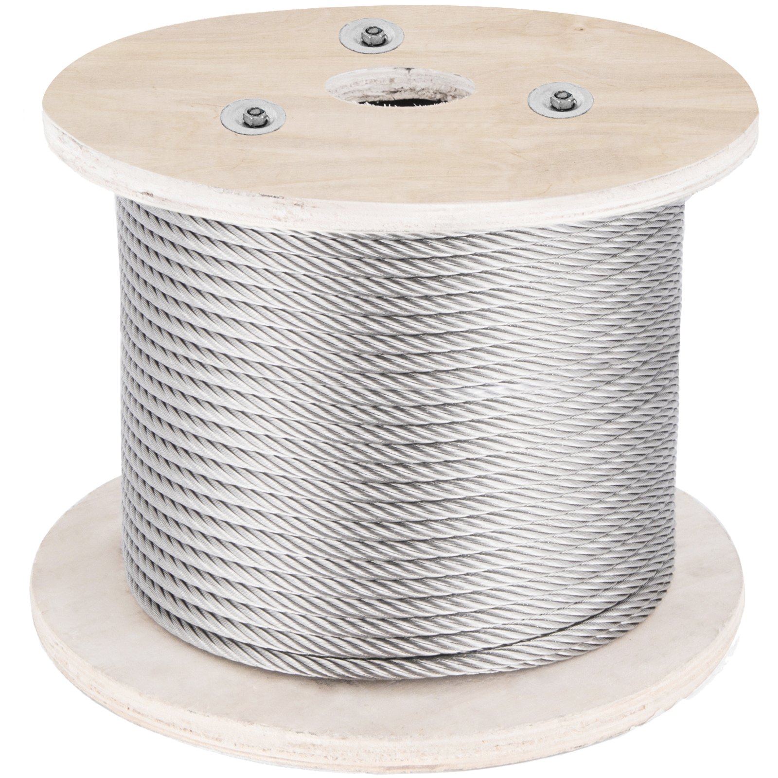 VEVOR 316 Stainless Steel Cable, 500FT Stainless Steel Wire Rope of 5/32 Inch Diameter and 1x19 Construction, 3300 LBS Breaking Strength Steel Cable for Outdoor Railing Decking DIY Balustrade