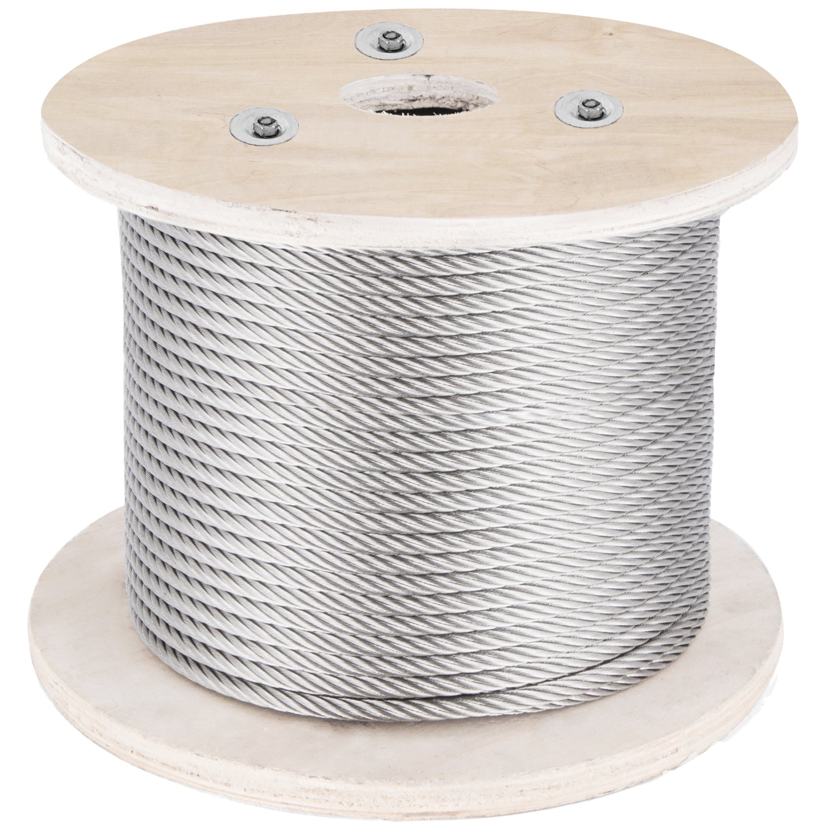 VEVOR 316 Stainless Steel Cable, 500FT Stainless Steel Wire Rope of 5/32 Inch Diameter and 1x19 Construction, 3300 LBS Breaking Strength Steel Cable for Outdoor Railing Decking DIY Balustrade