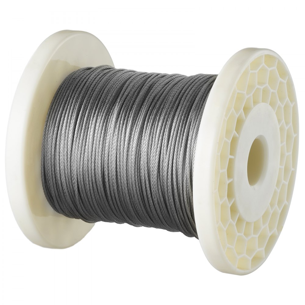 VEVOR 1/16 Wire Rope Kit, 304 Stainless Steel Cable with 80 Sleeves and 20 Thimbles, 7x7 Strands Construction Marine Aircraft Grade for Handrail Decking Garden Fence Clothes Line